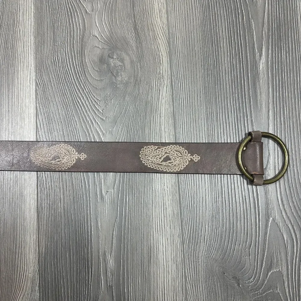 Gap Brown Leather Belt with Paisley Details and Gold‎ Buckle